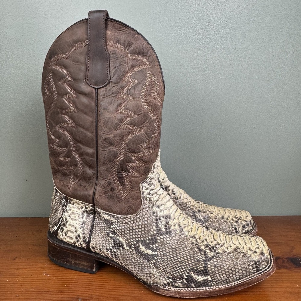 Circle G x Corral Python Snakeskin Cowboy Boots Men's 12 D Brown Leather